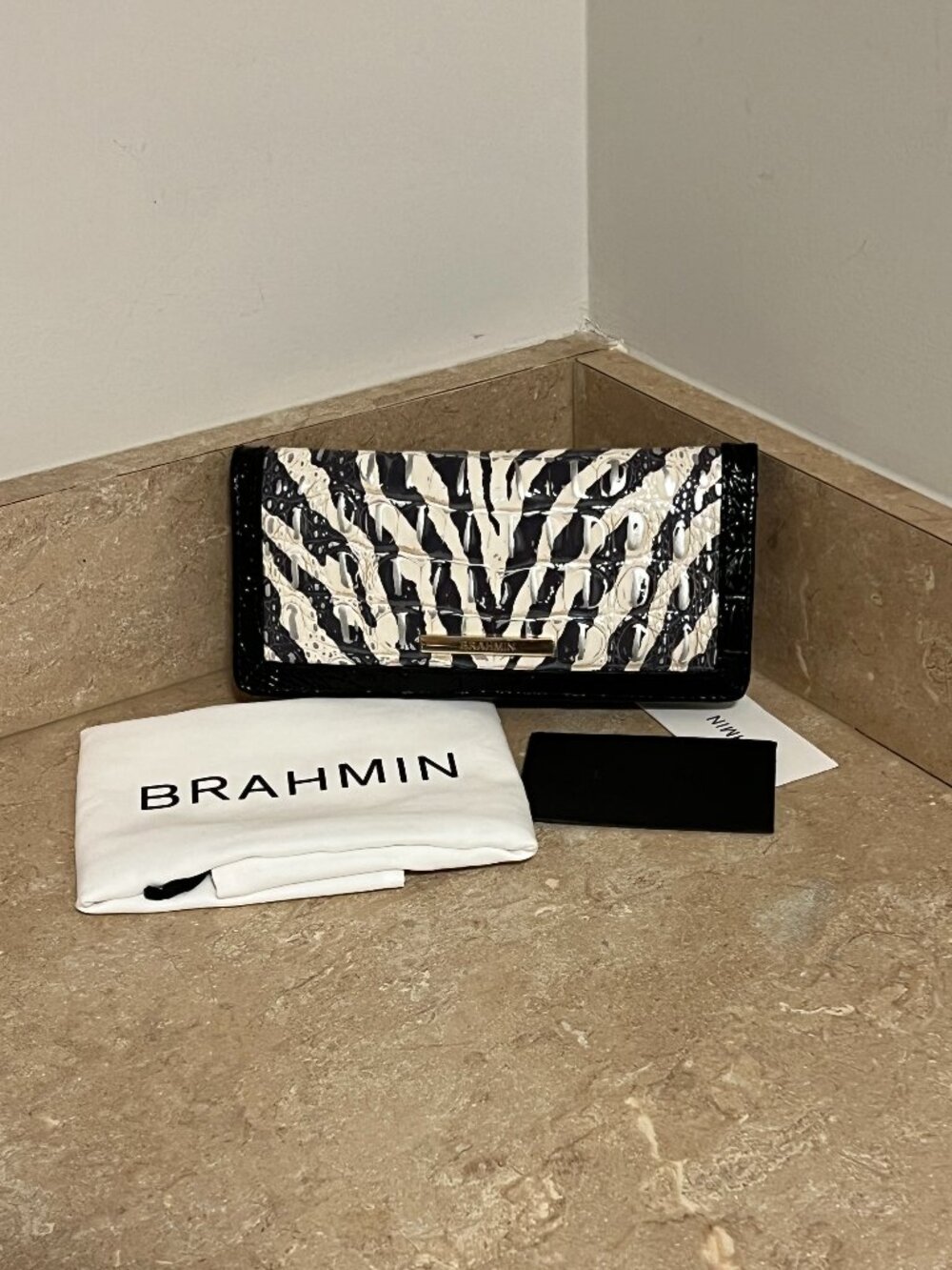 NWT Brahmin Ady Wallet Everlasting Encore (zebra) with Dust Bag